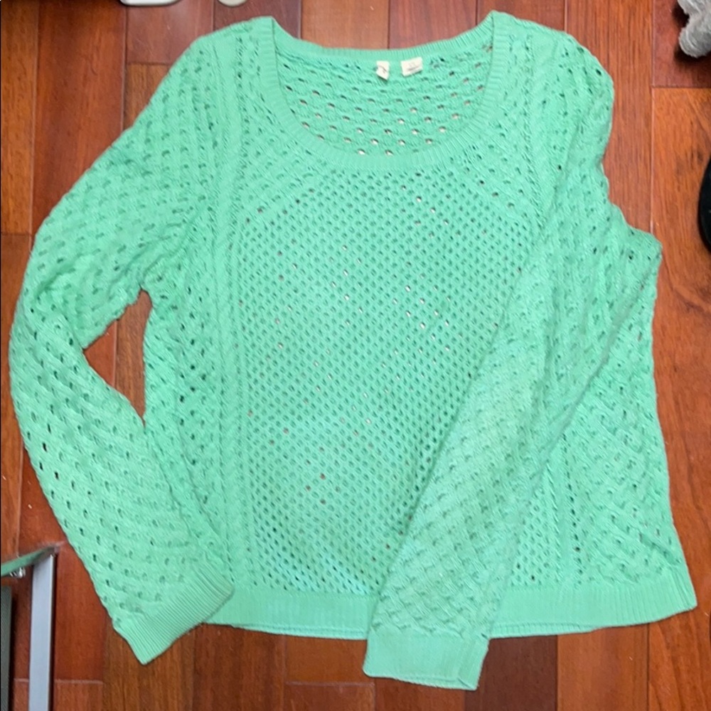 Aqua/Mint open knit sweater by MOTH size XL